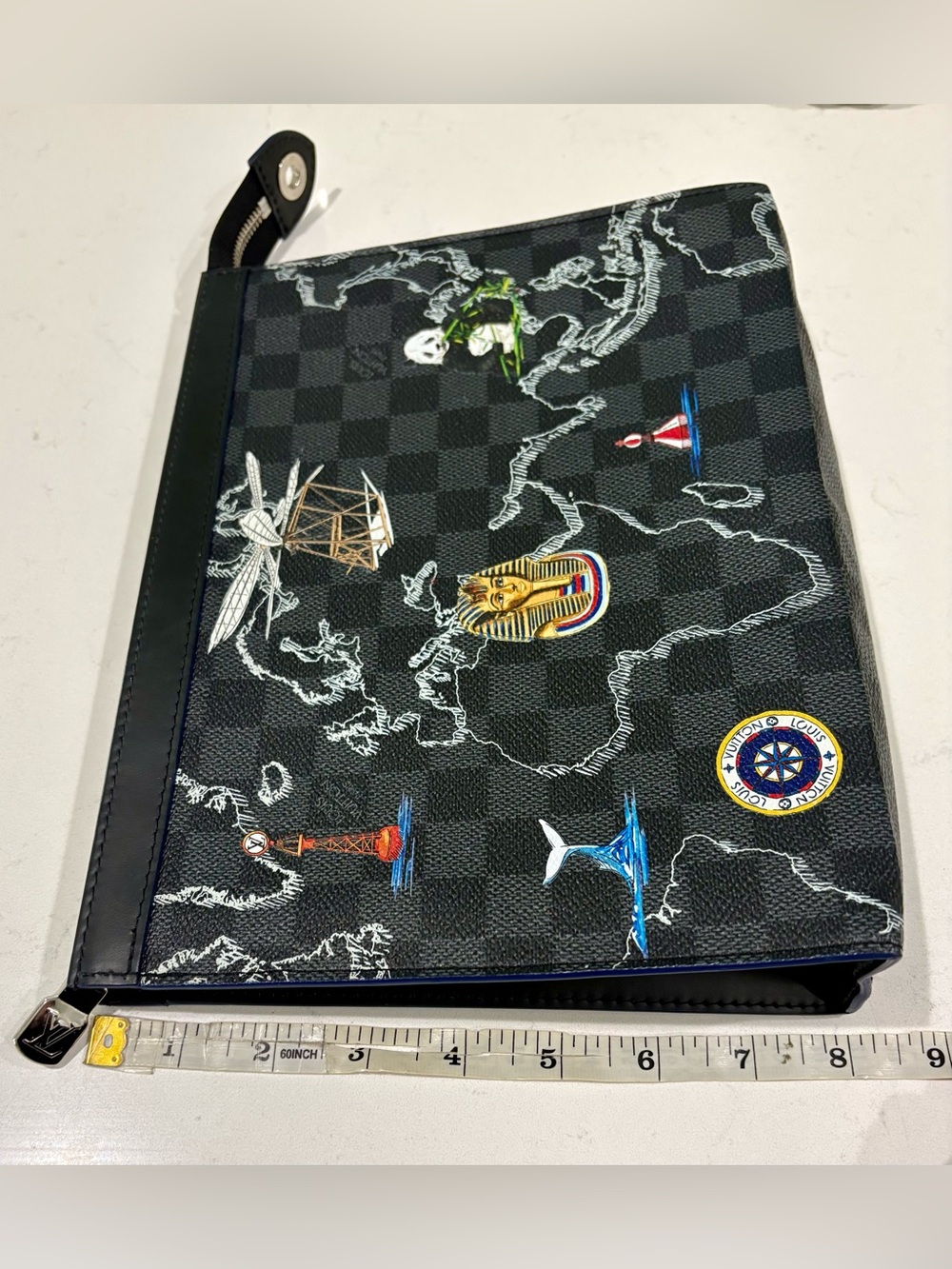 Authentic Louis Vuitton Pochette Voyage MM Renaissance Map N40205 Ltd Ed Clutch - Picture 5 of 16